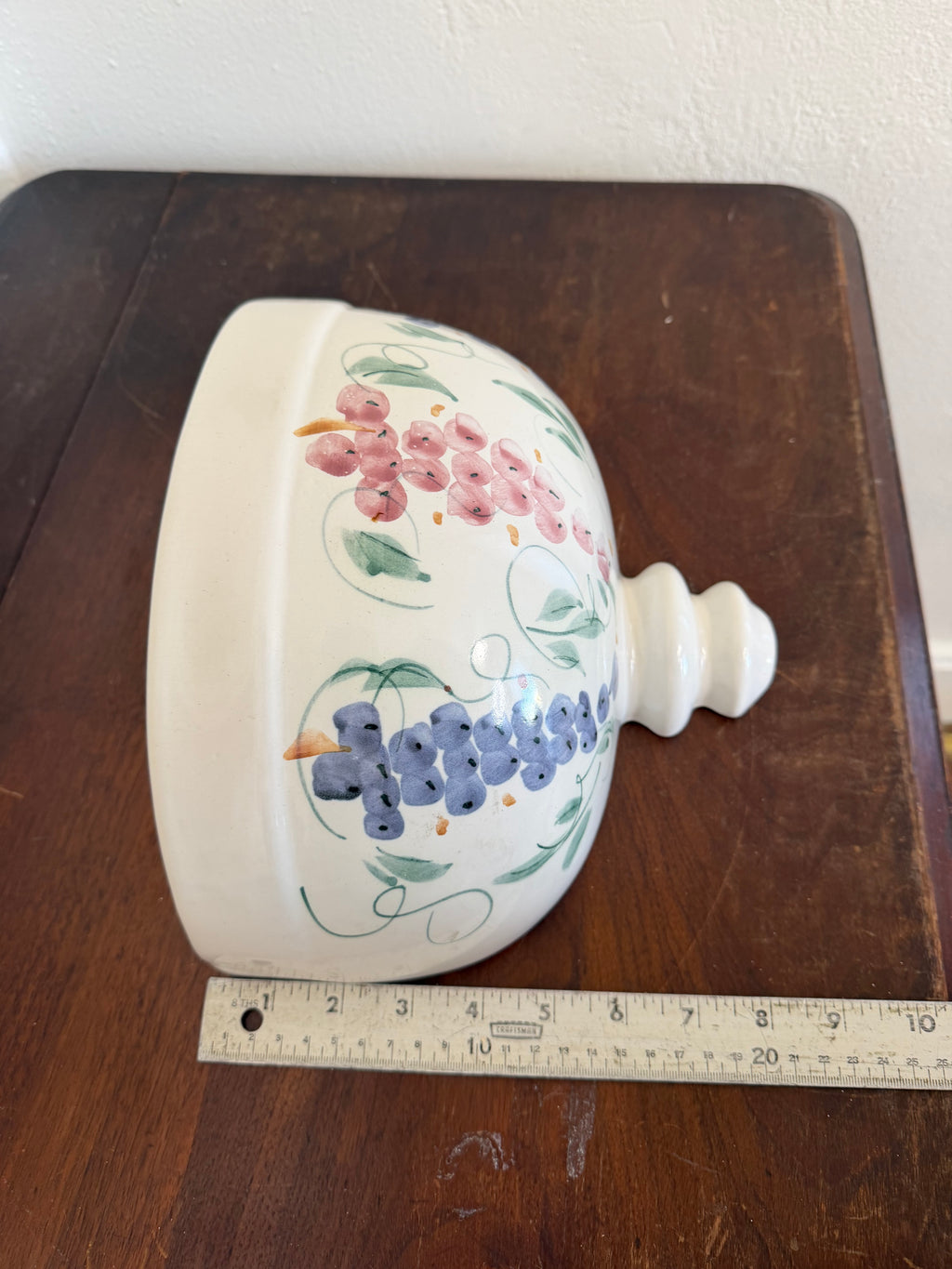 Vintage ceramic wall pocket or Planter with Grapes