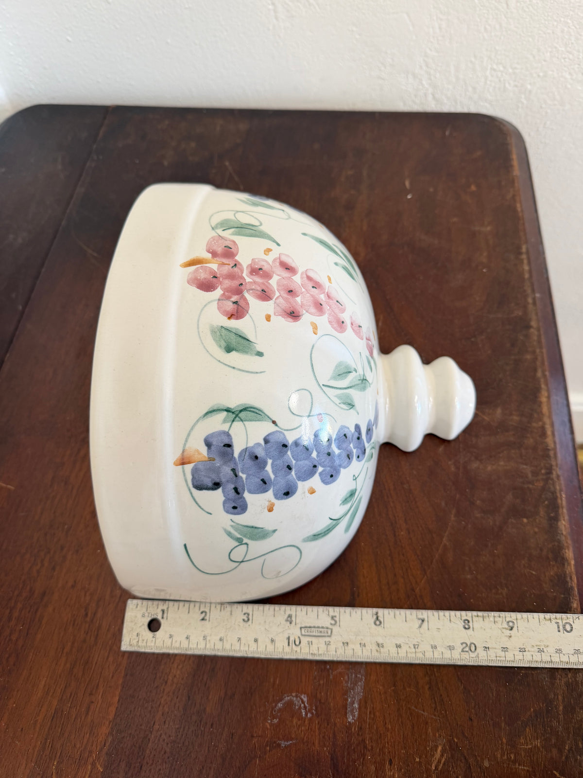 Vintage ceramic wall pocket or Planter with Grapes