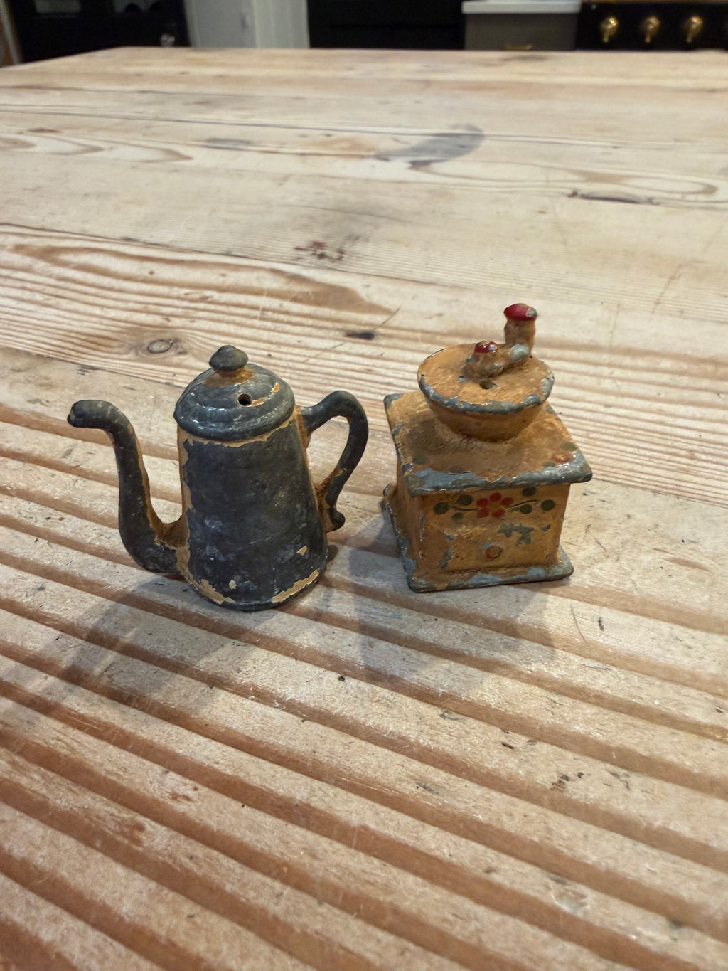 Vintage cast-iron salt and pepper shakers each set sold separately