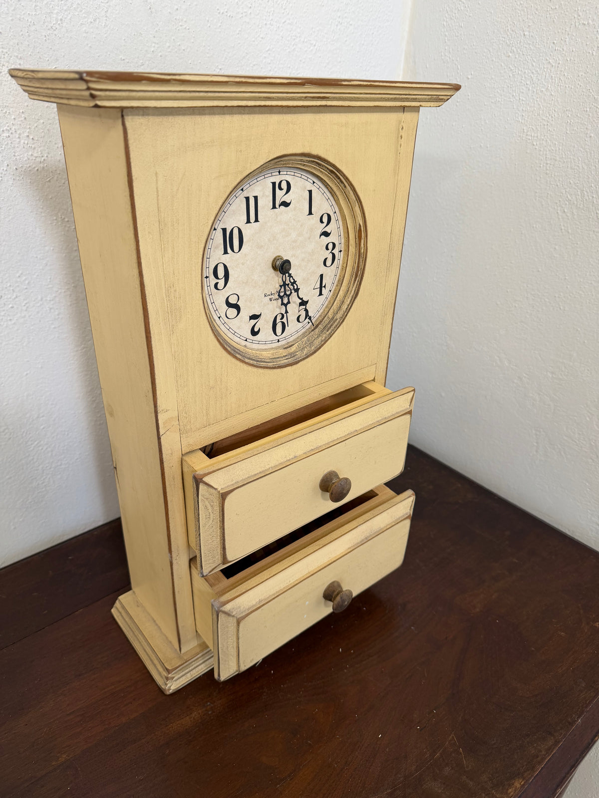 Vintage Rocky Mountain Woodworks Clock with 2 drawers - Will Get Makeover