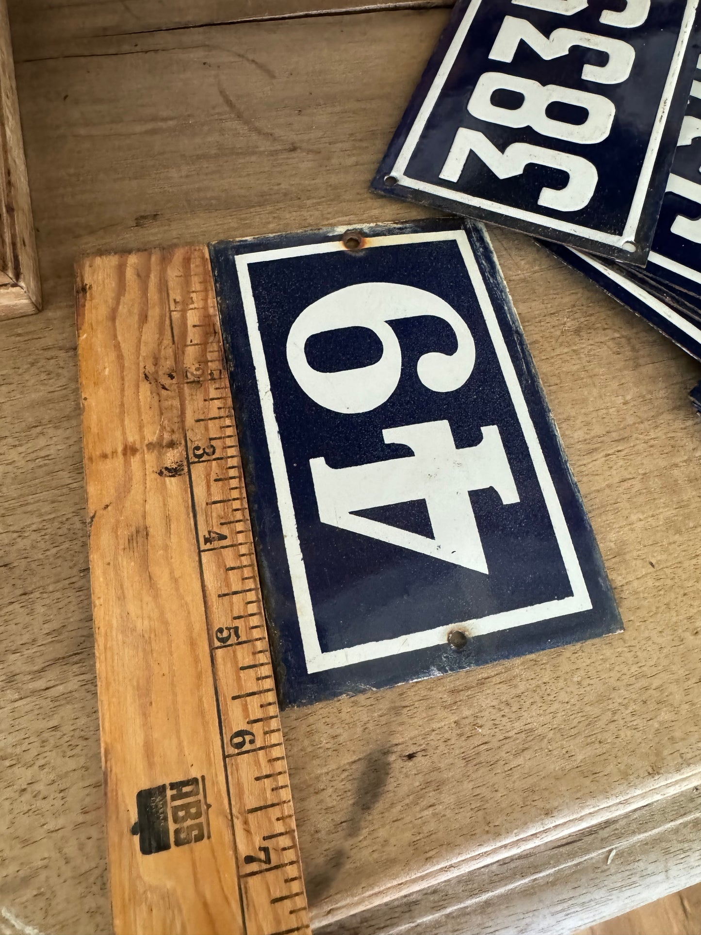 Vintage French Enamel Numbers Sold Individually