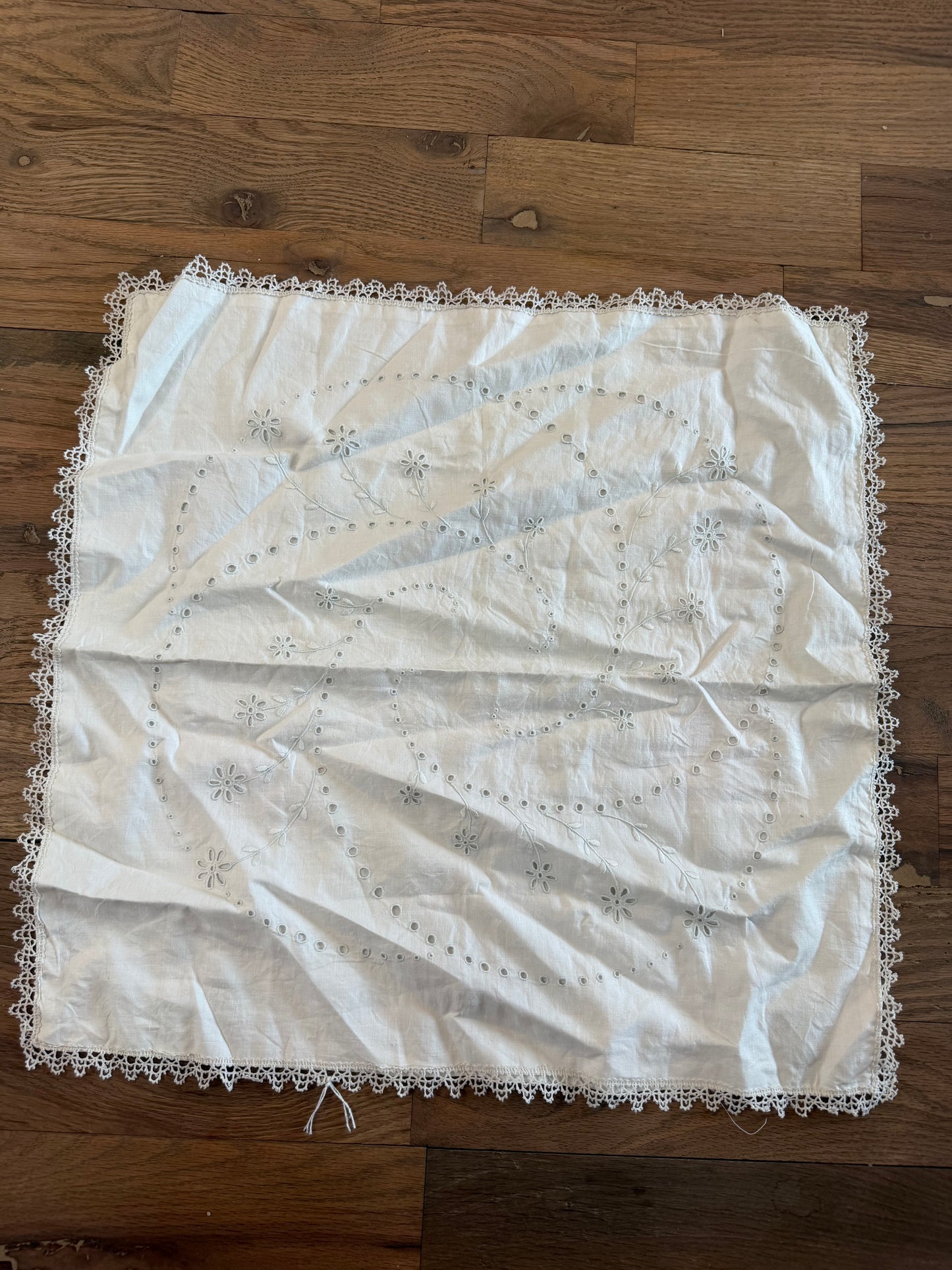 Vintage White Embroidered Lace Pillow Case - English