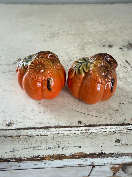 Ceramic Pumpkin Salt and Paper Shaker Set