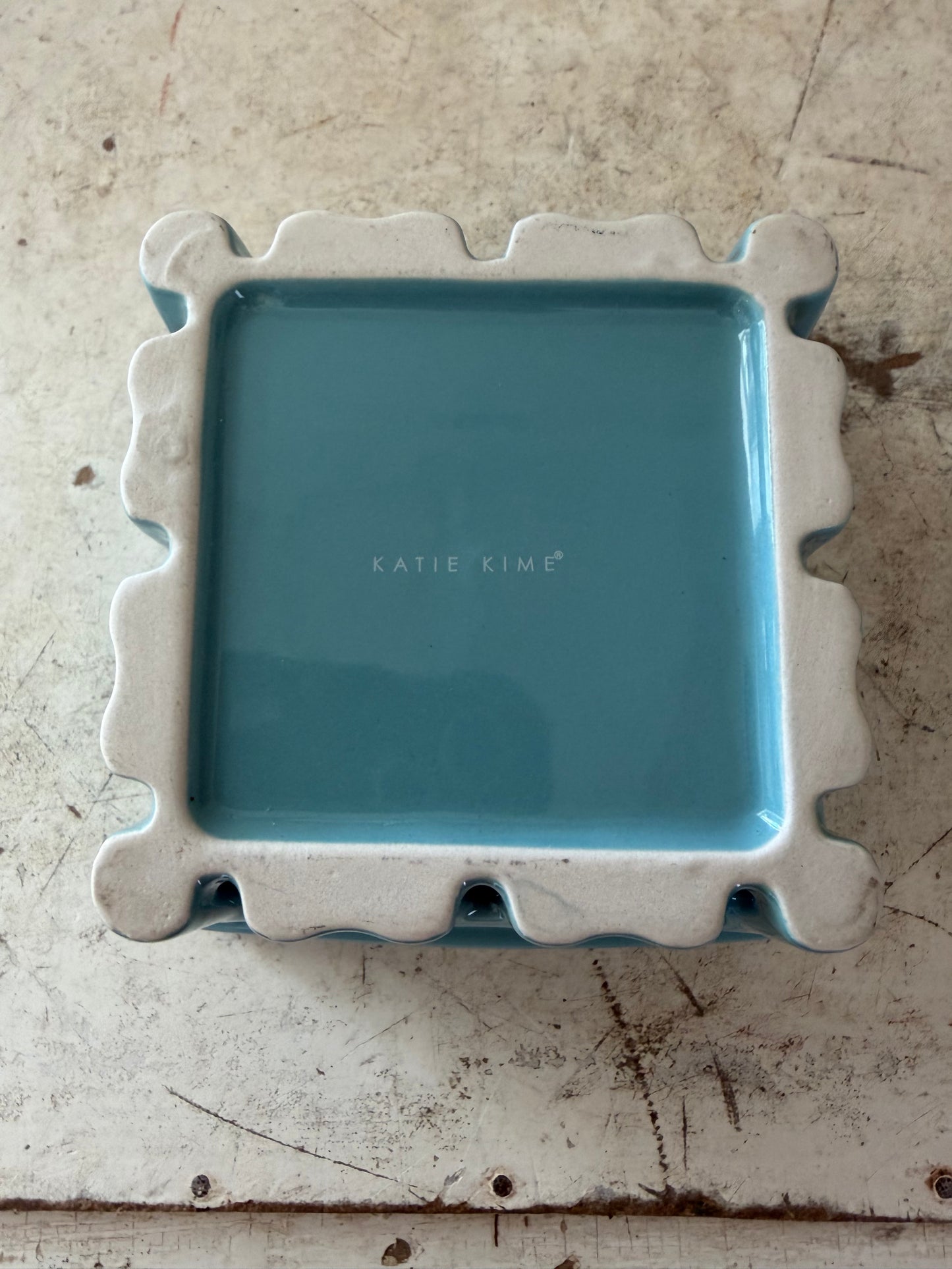 Katie Kime ceramic teal berry basket