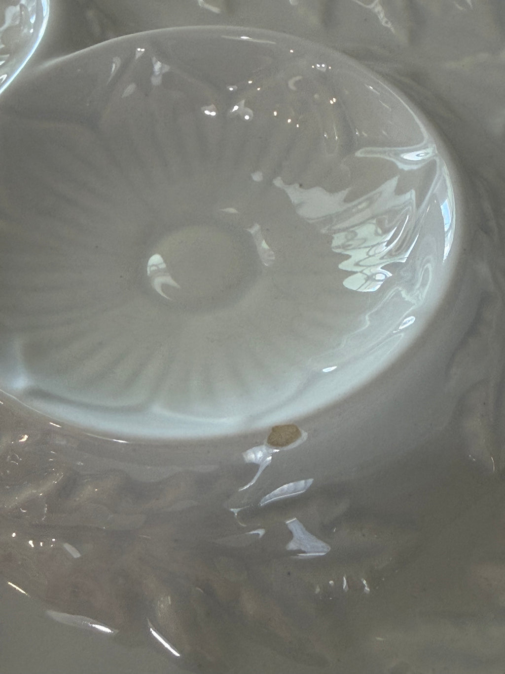 Vintage California Pottery White ceramic artichoke serving plate - Has Flea bite chips - SOLD INDIVIDUALLY