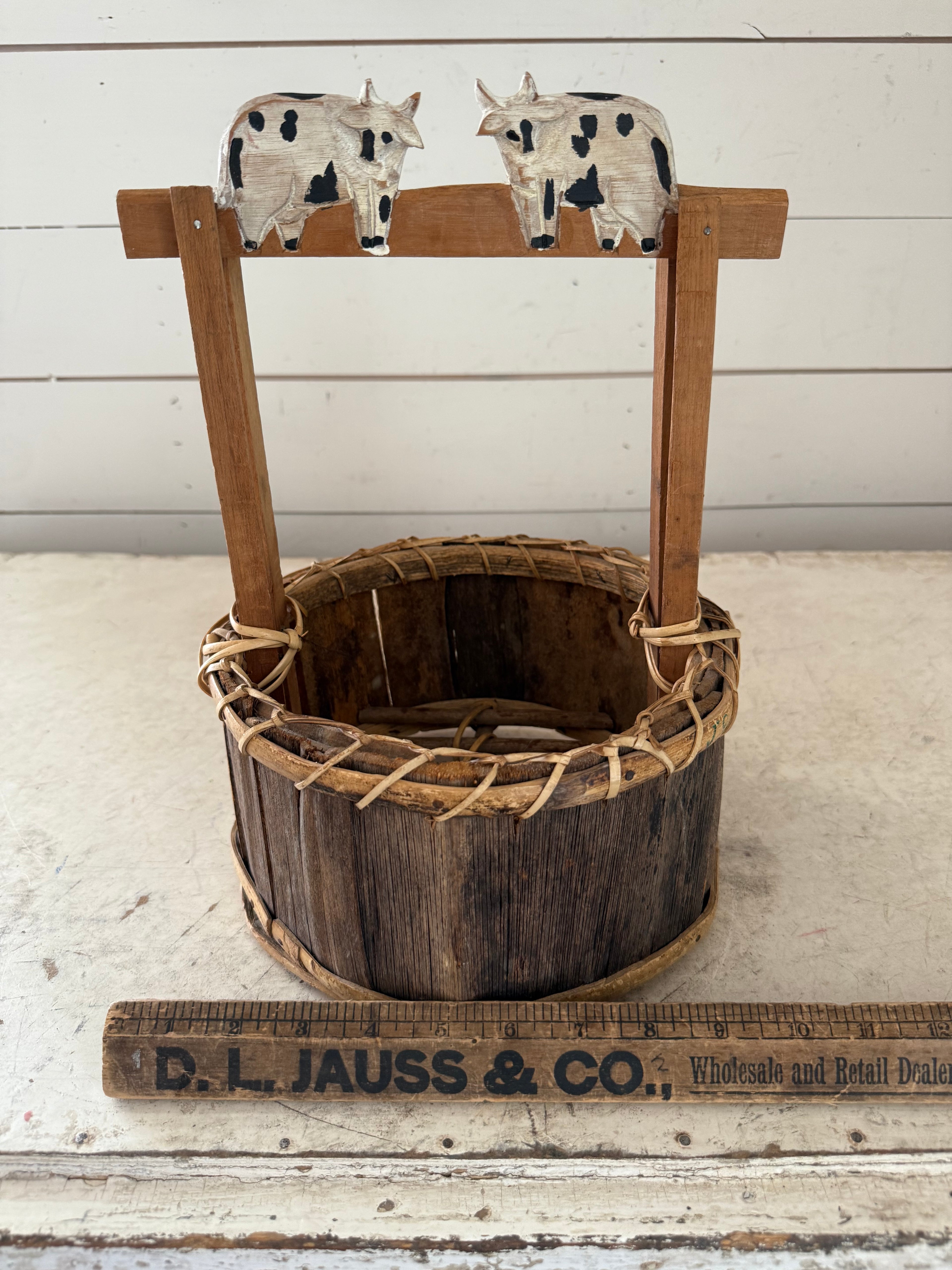 Rustic cow basket
