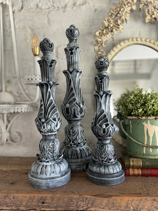 French Style Finials Set of 3 Hand Painted