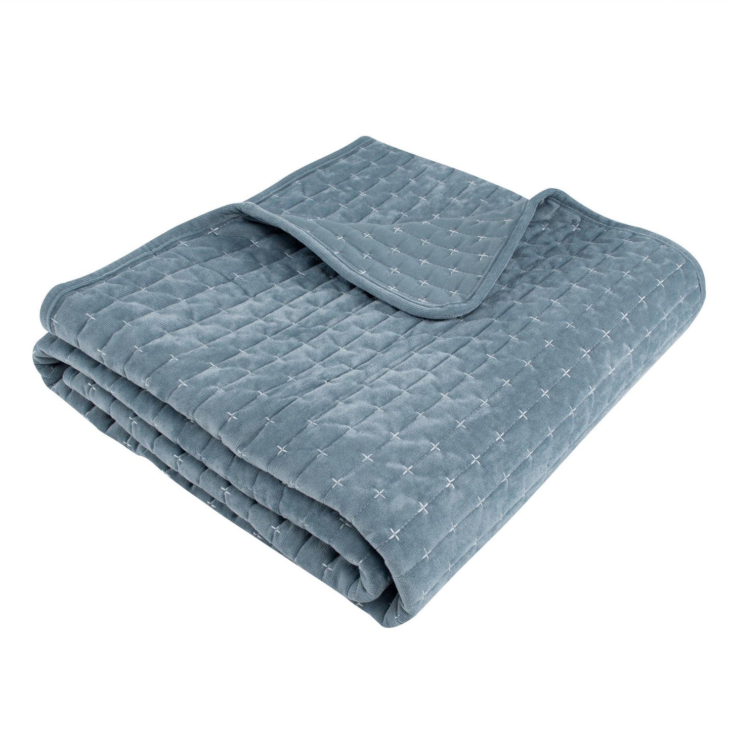 Chambray Velvet Stitch Quilted Throw