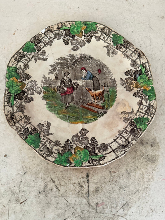 Vintage Spode Copeland Byron Series #1 Pastoral Divided Dinner Plate Has been repaired