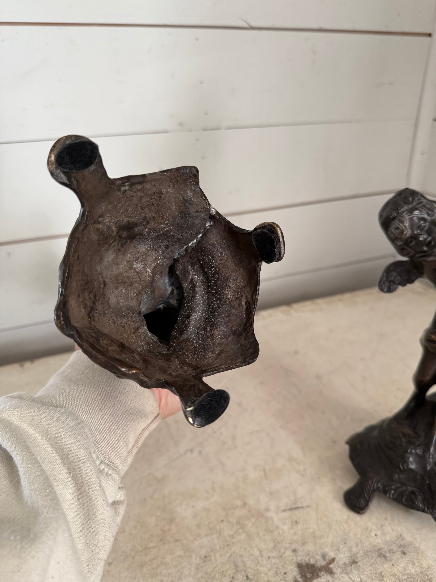 French Art Nouveau Bronze Cherubs Candle Holders Candlestick set