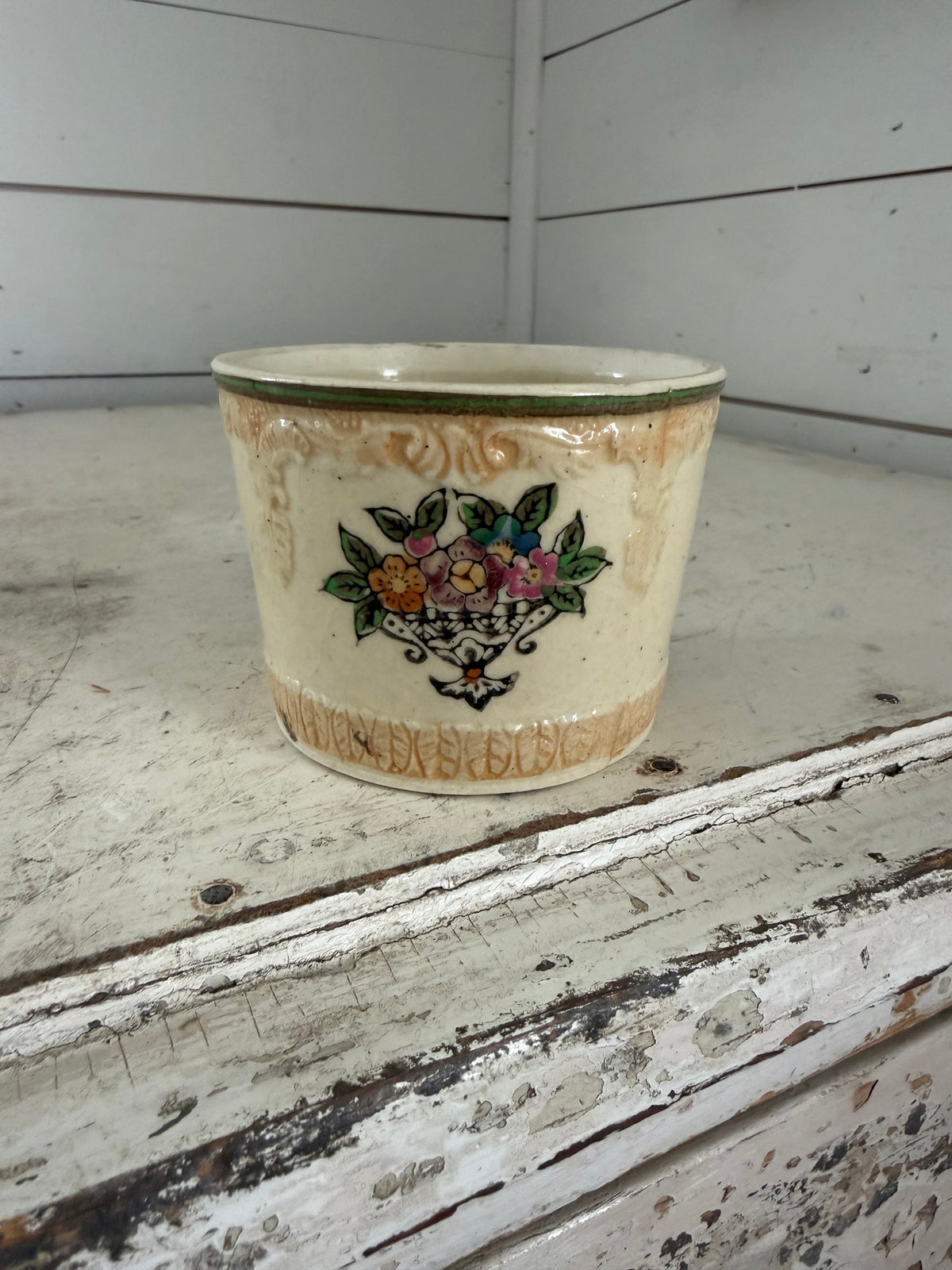 vintage ceramic cachepot or flower planter