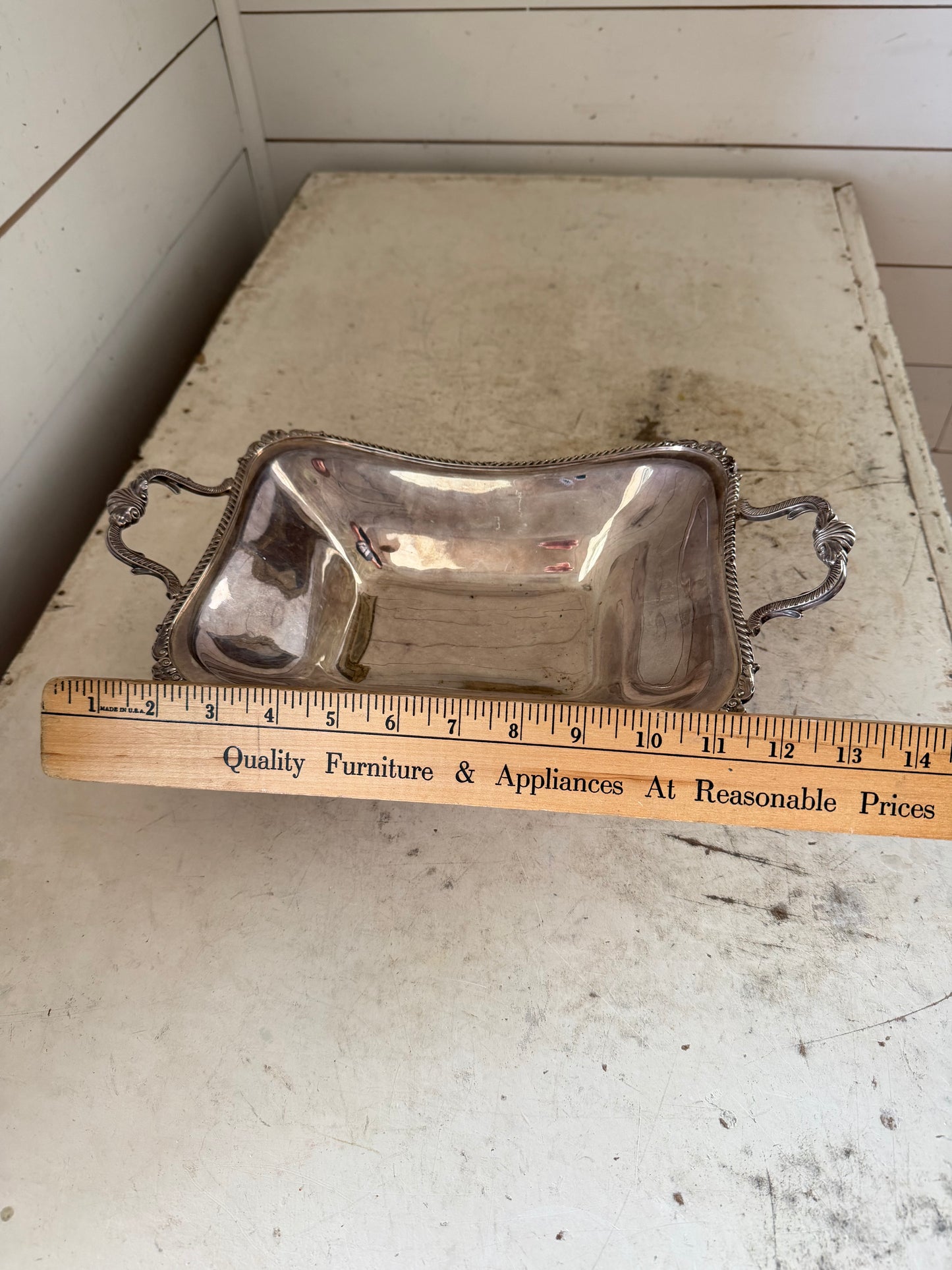 Harrods Antique silver plate Rectangle with Pegasus pedestal server Made in England