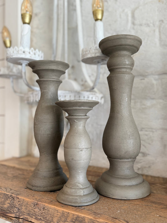 Set of three candlesticks handpainted