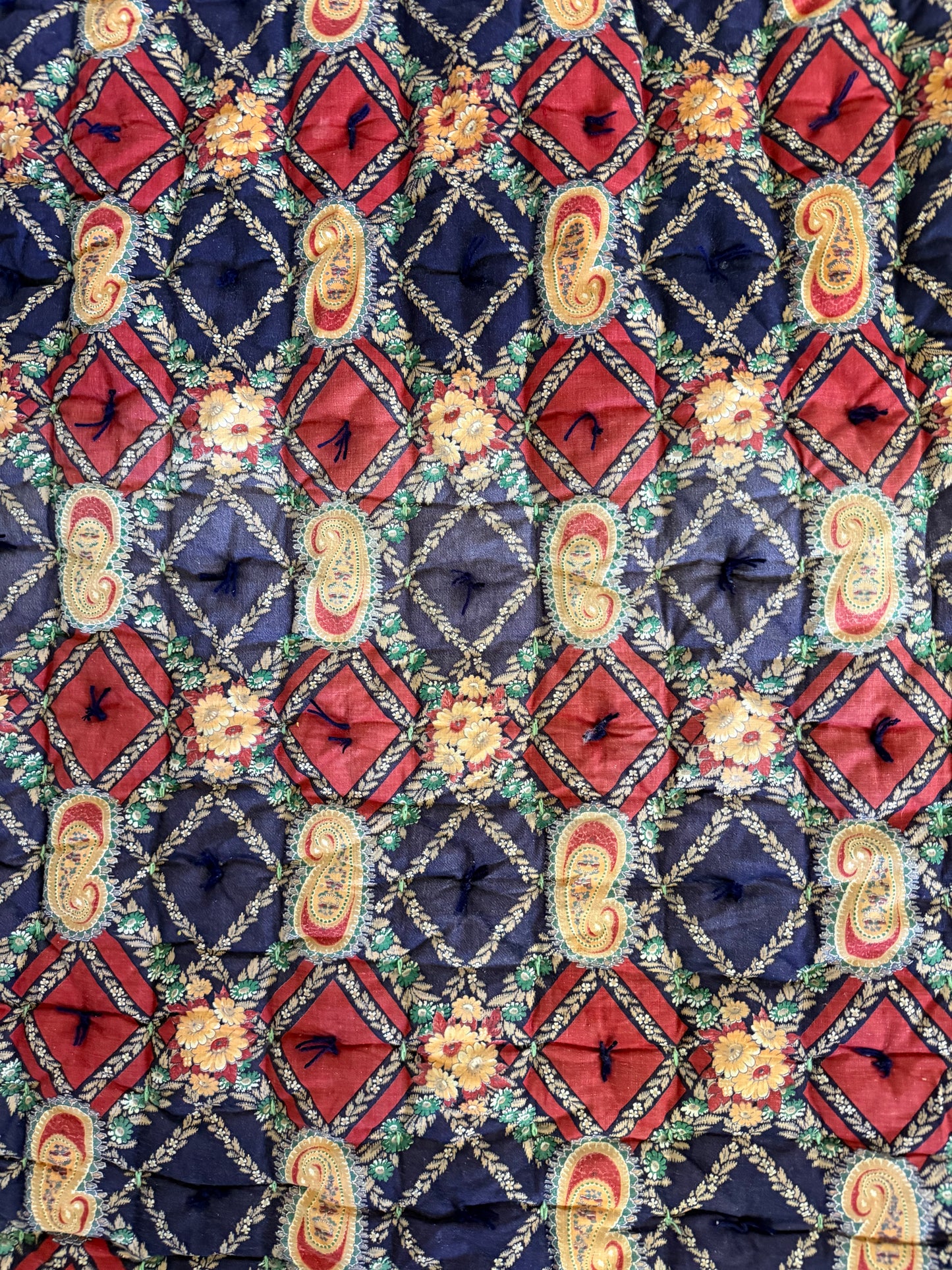 Homemade Queen Navy Tie Quilt as is