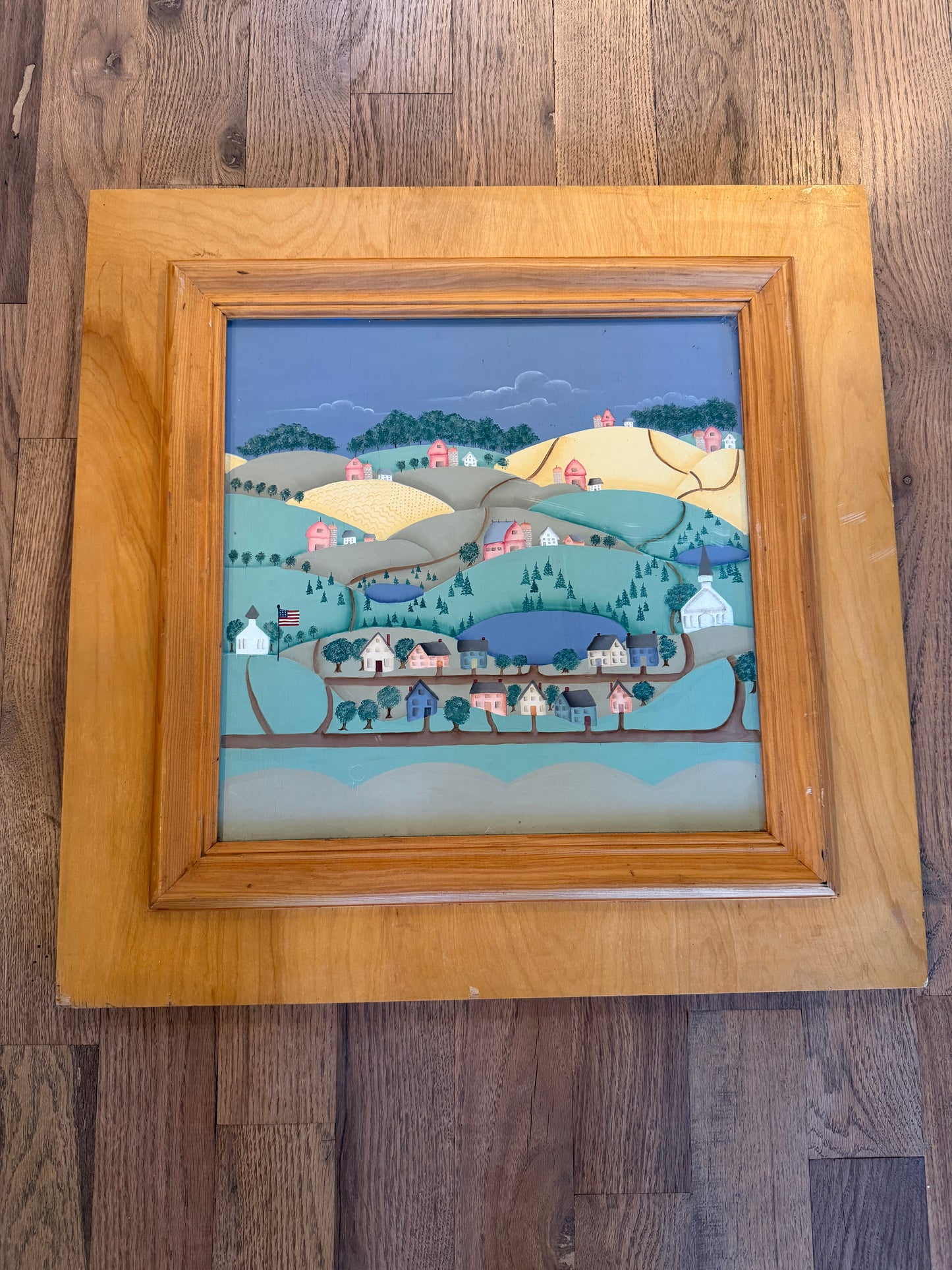 Early American Style Folk Art Of An Industrial Town