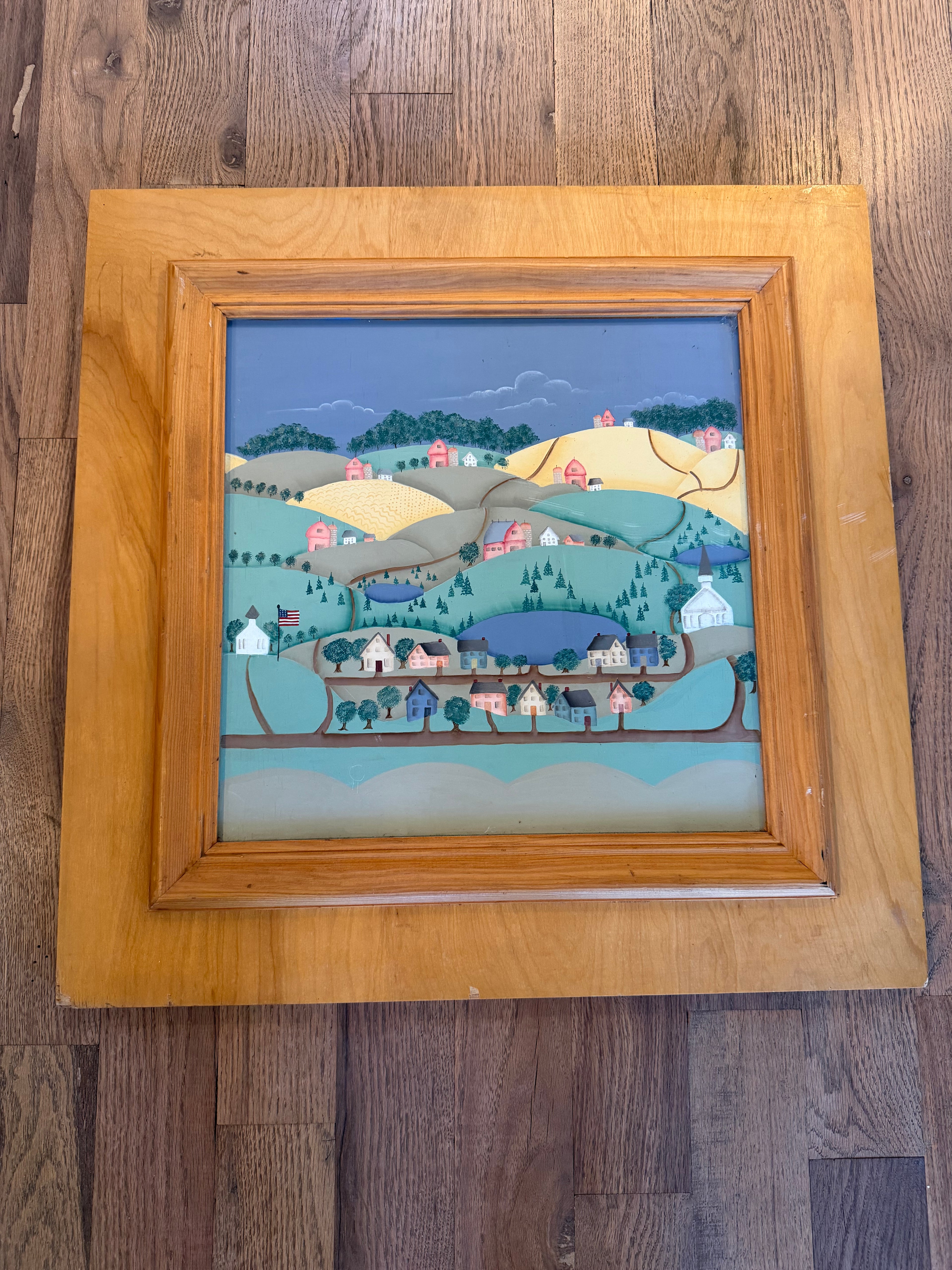 Early American Style Folk Art Of An Industrial Town