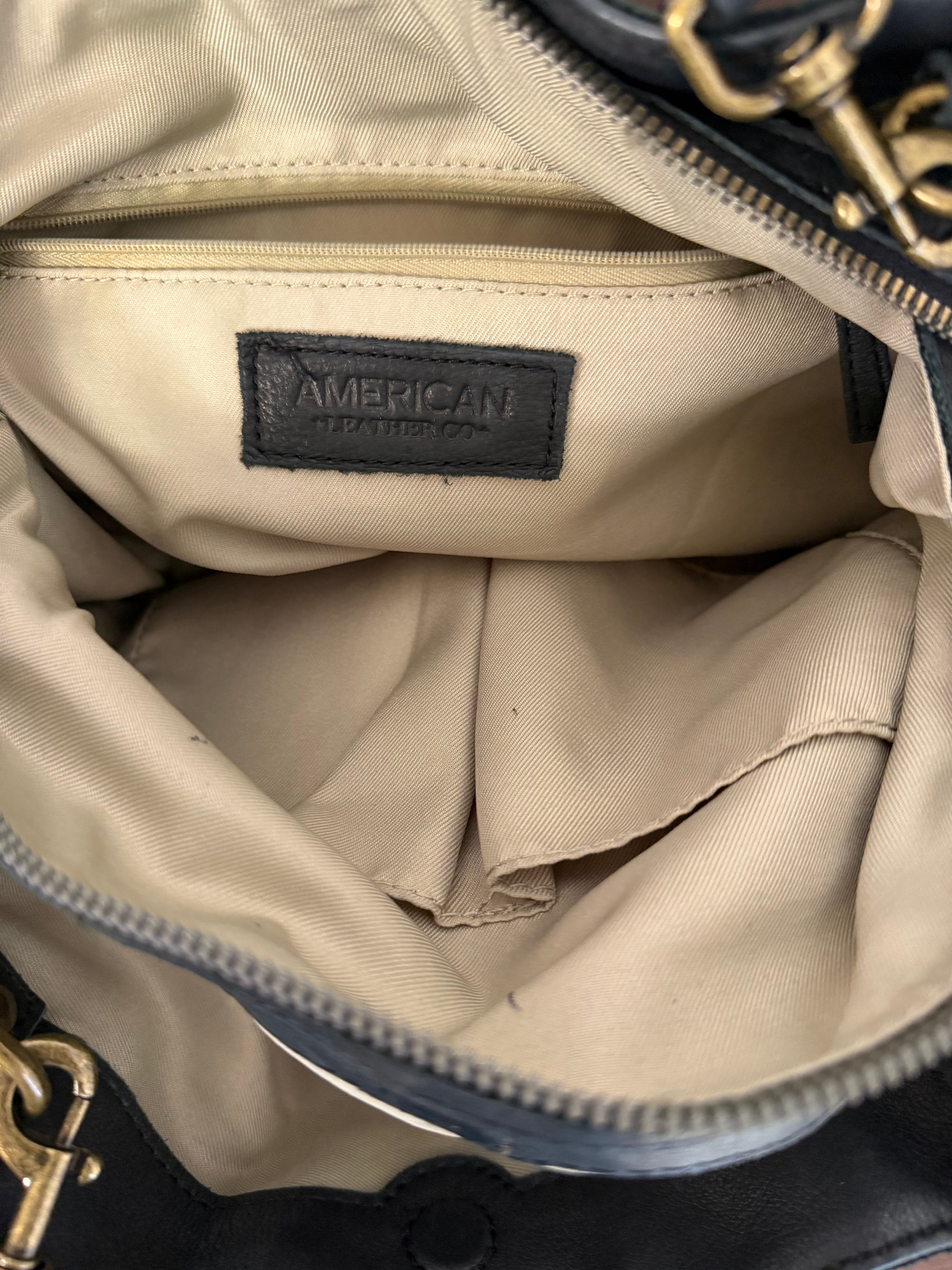 Black Leather American Leather Co. Lenox Triple Entry Satchel