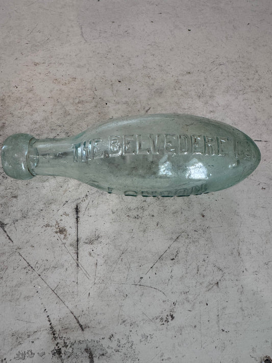 Antique Torpedo Glass Bottle The Belvedere, LONDON with Blob Top