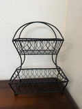 Metal Loop and Lattice Two Tiered Tray