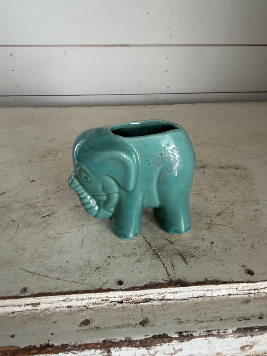 Vintage Green Elephant Planter