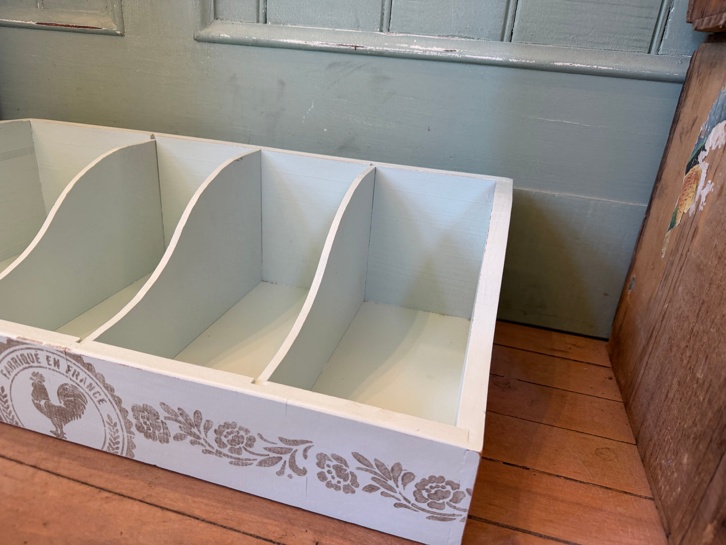 Solid wood, shabby chic desk, organizer, cubbies 22.5x6.5x11.5”