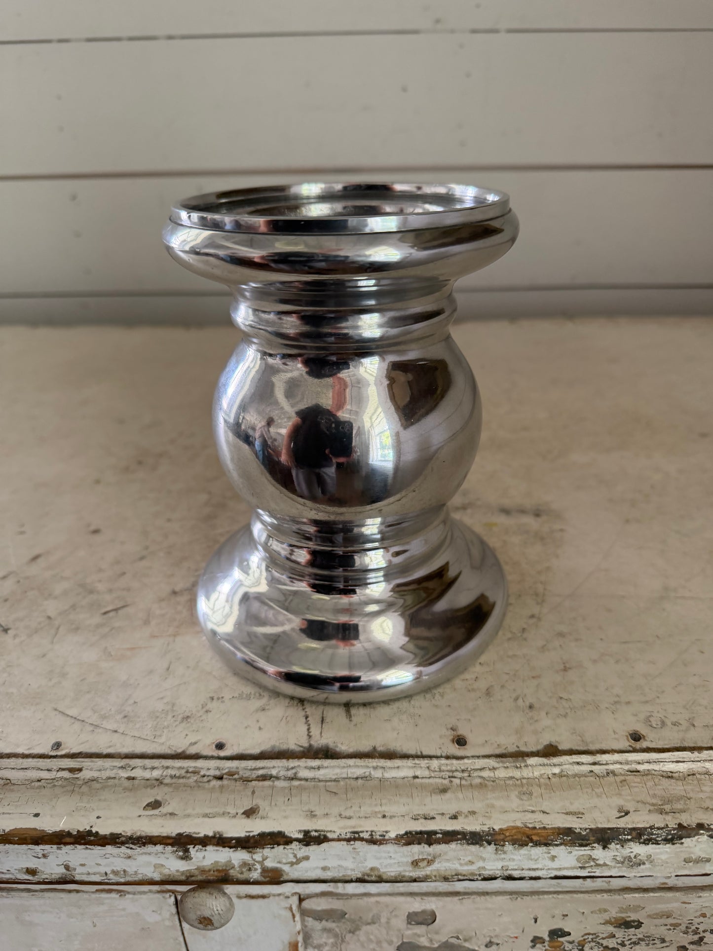 Shiny Silvertone Candlestick
