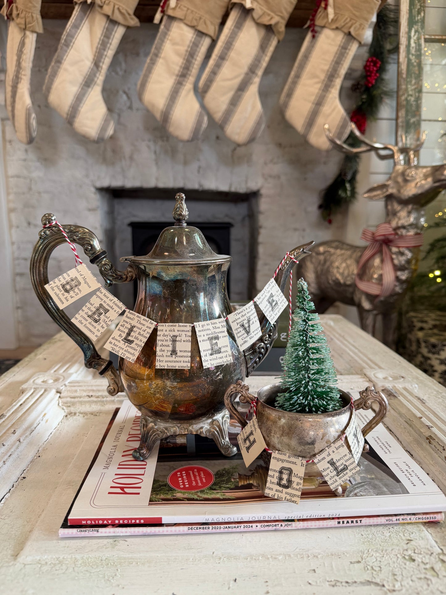 Tarnished Silver Teapots, sugar dishes and creamers with banners sold seperately