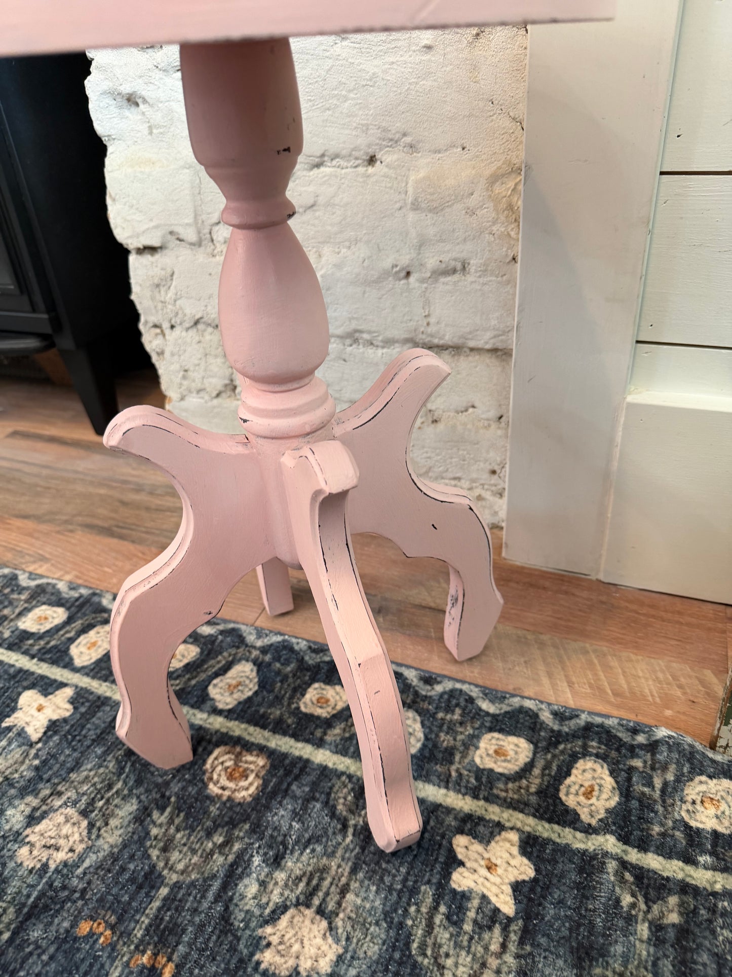 Pink Floral Plant stand hand painted