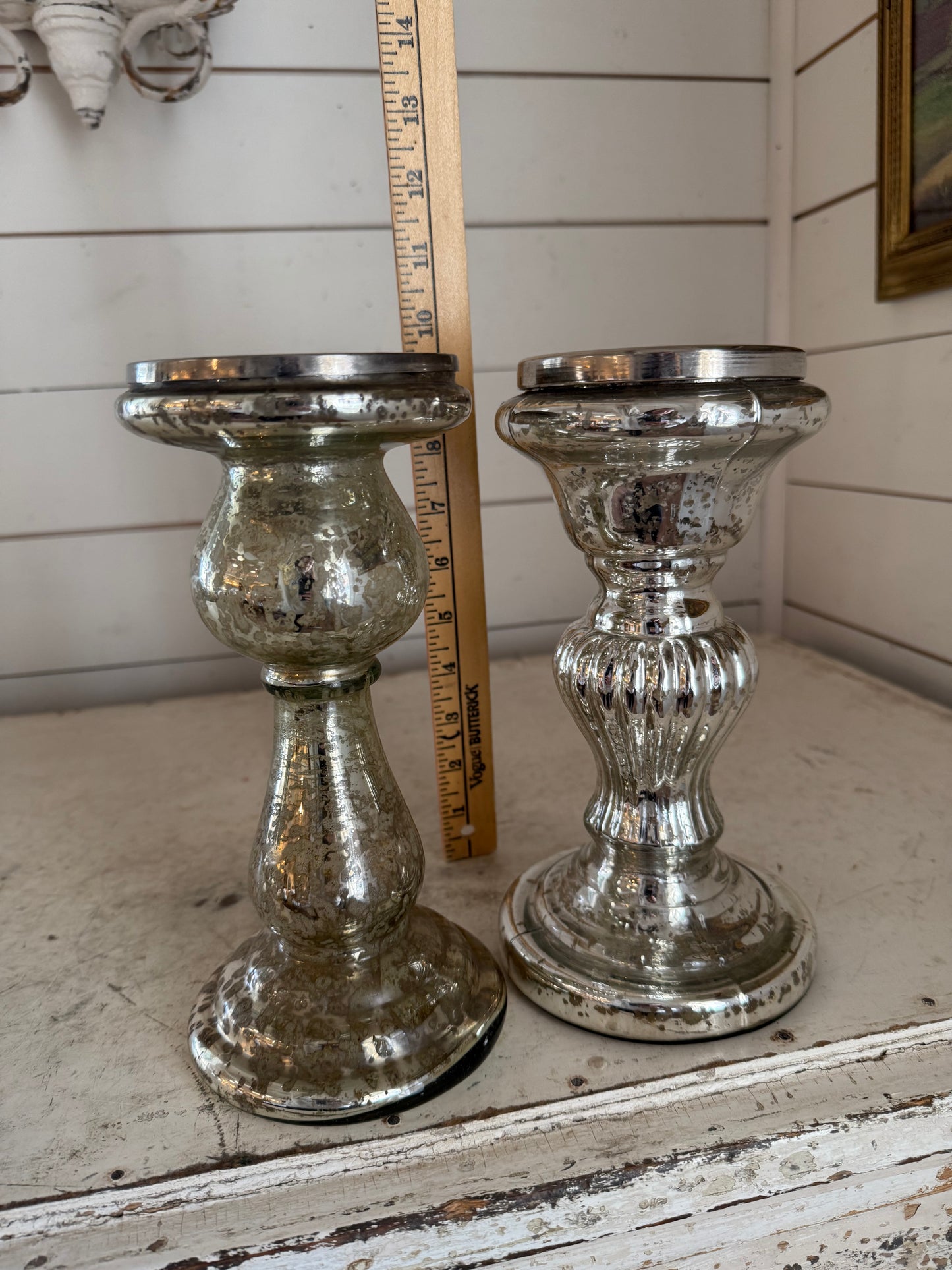 Mercury Glass Candlestick set