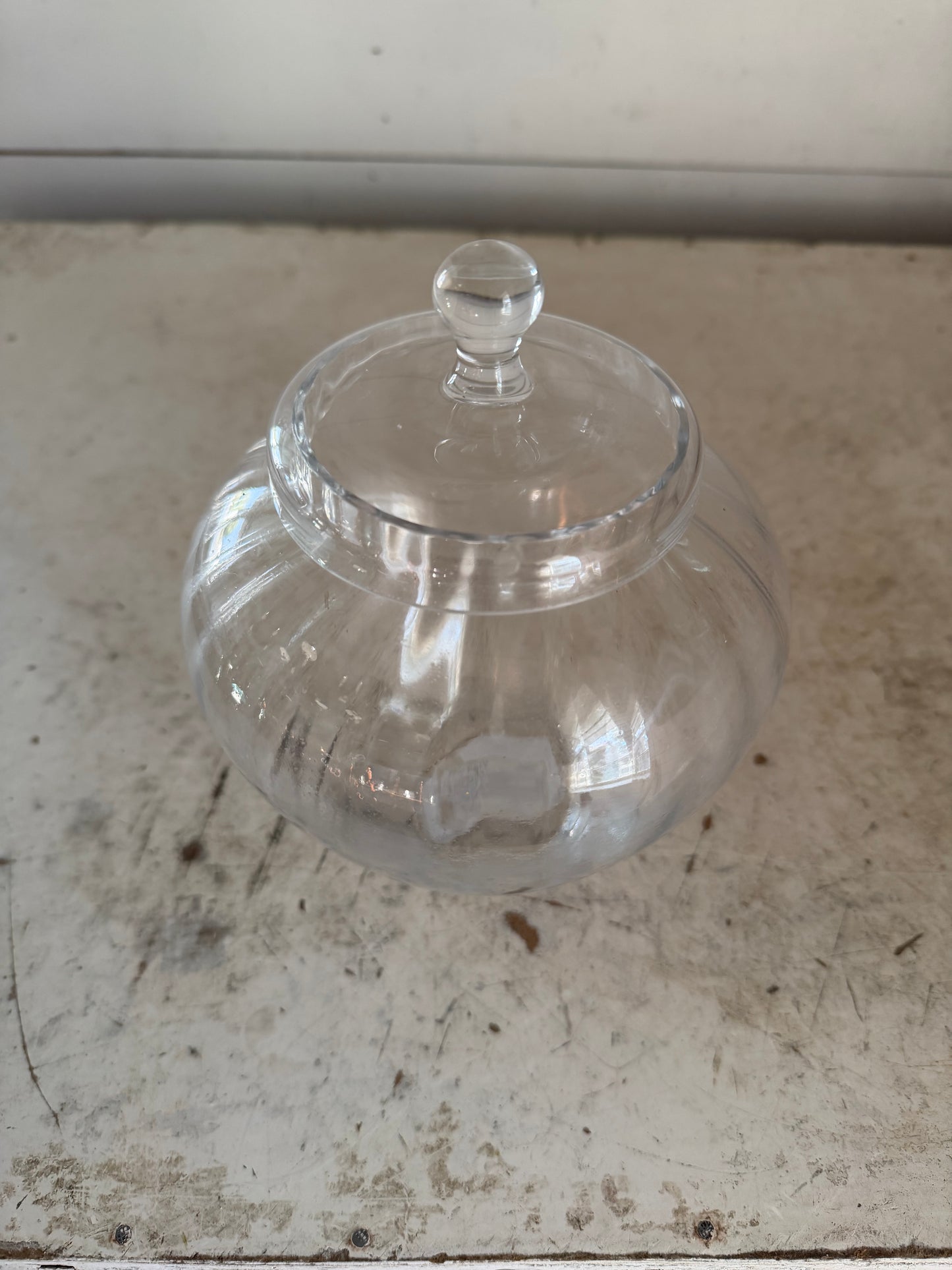 Covered glass candy dish