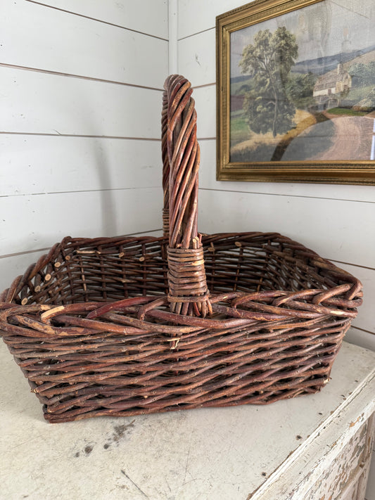 Oversized Aged Vintage Wicker Basket