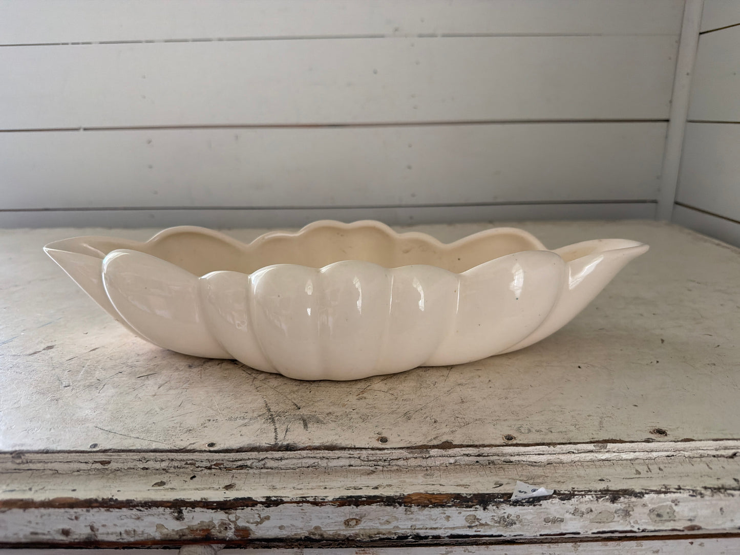 Vintage Mid Century Ceramic Scalloped Bowl