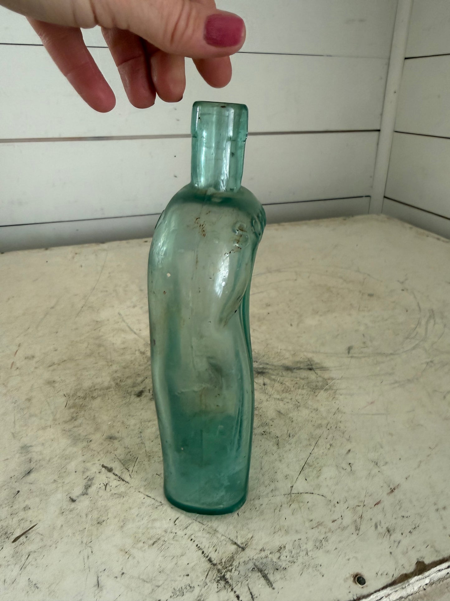 Antique Glass Scrubbs Medicine Bottle - Irregular