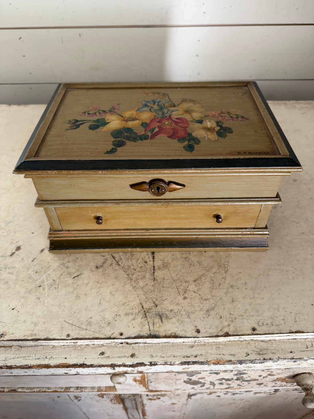 Vintage hand-painted, jewelry box