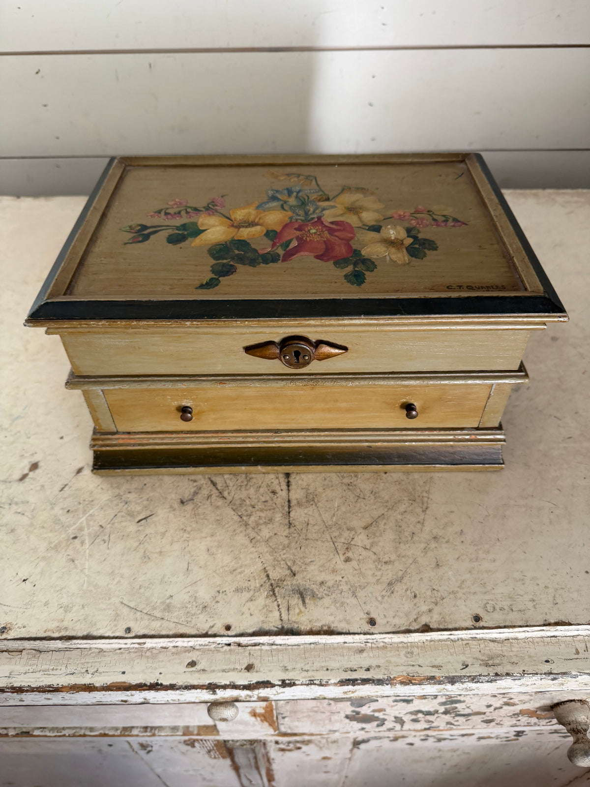 Vintage hand-painted, jewelry box