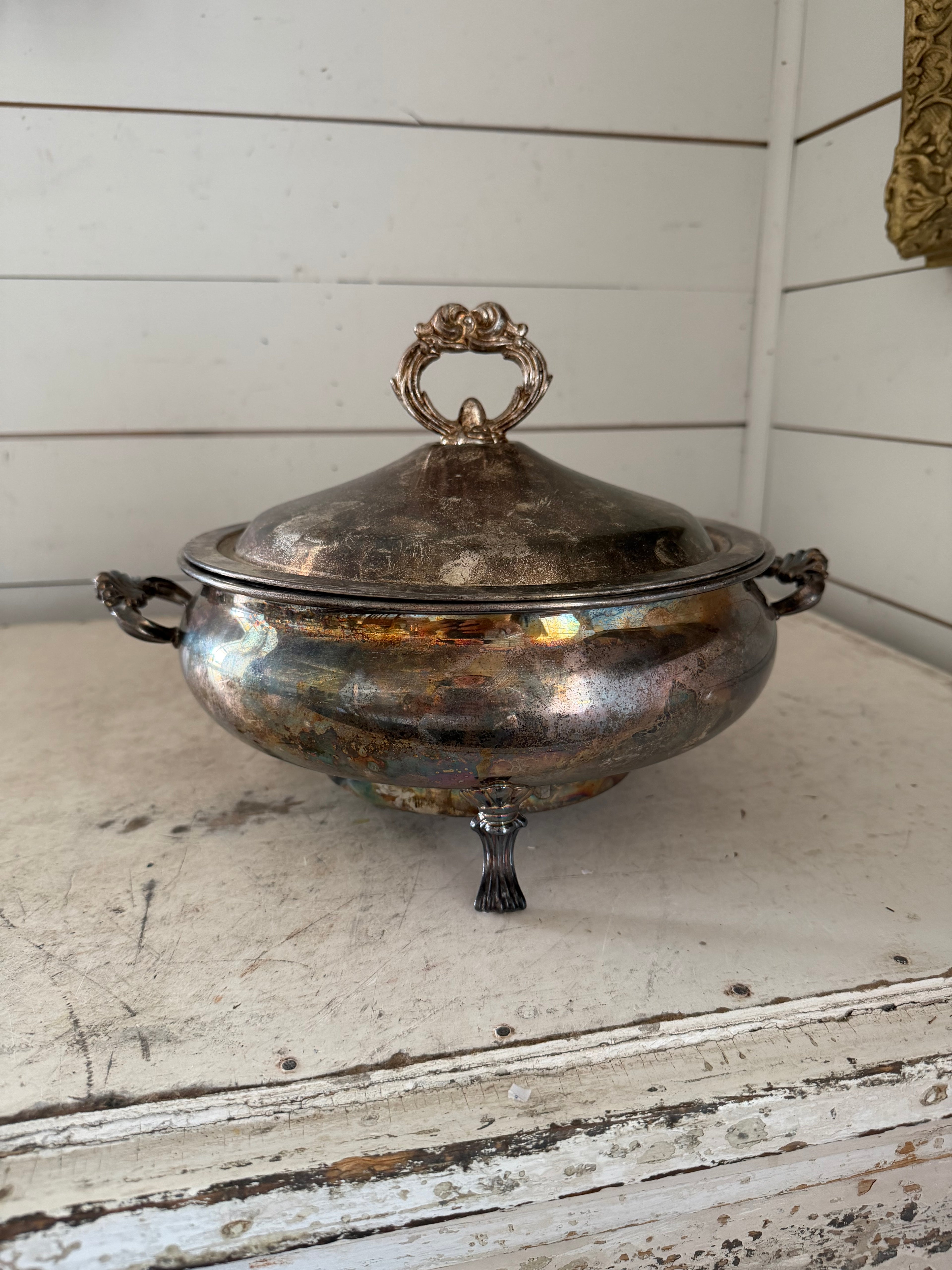 Silver Plate Server with lid and feet