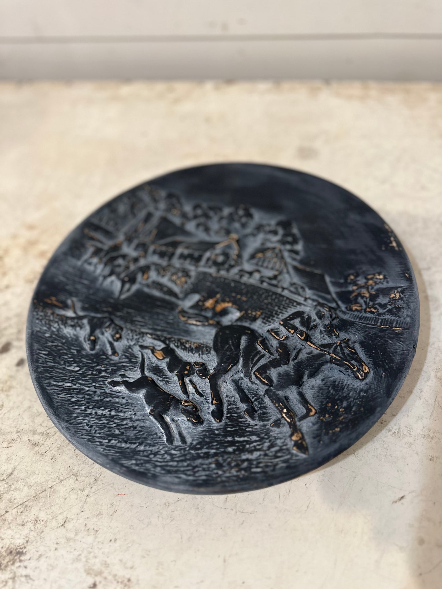 Horse Plate Relief hand Painted