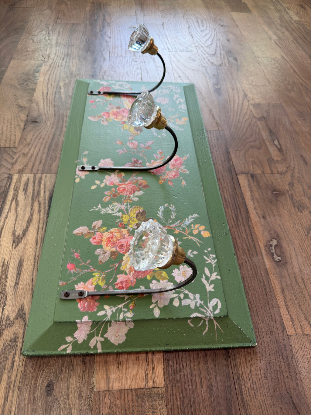 Hand Painted Coat Rack with Glass Knobs