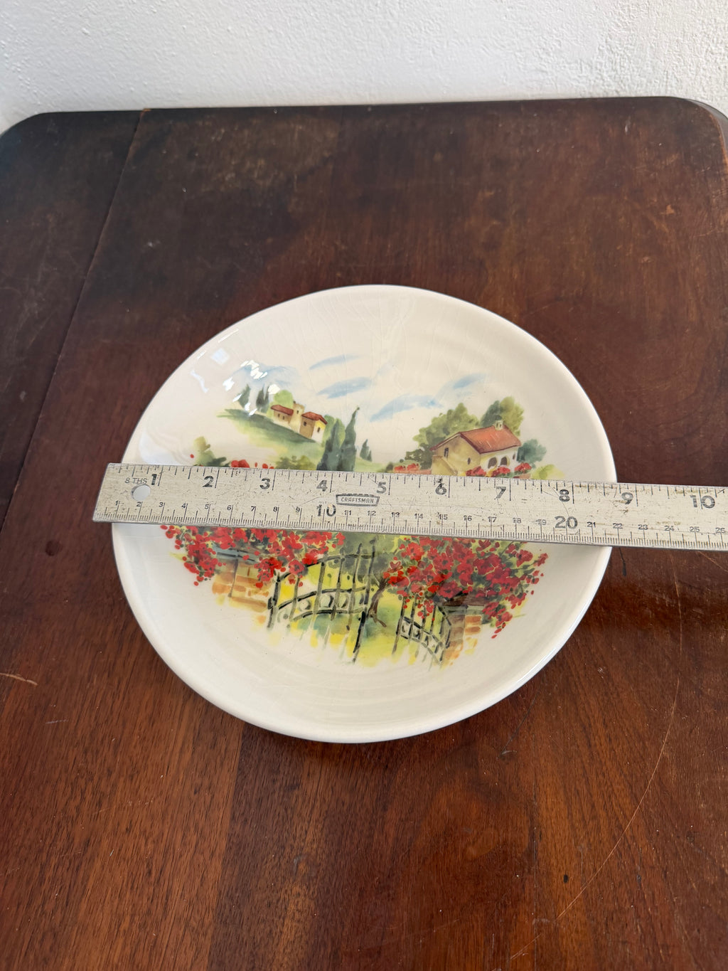 Italian Ceramic Bowl with Village Scene