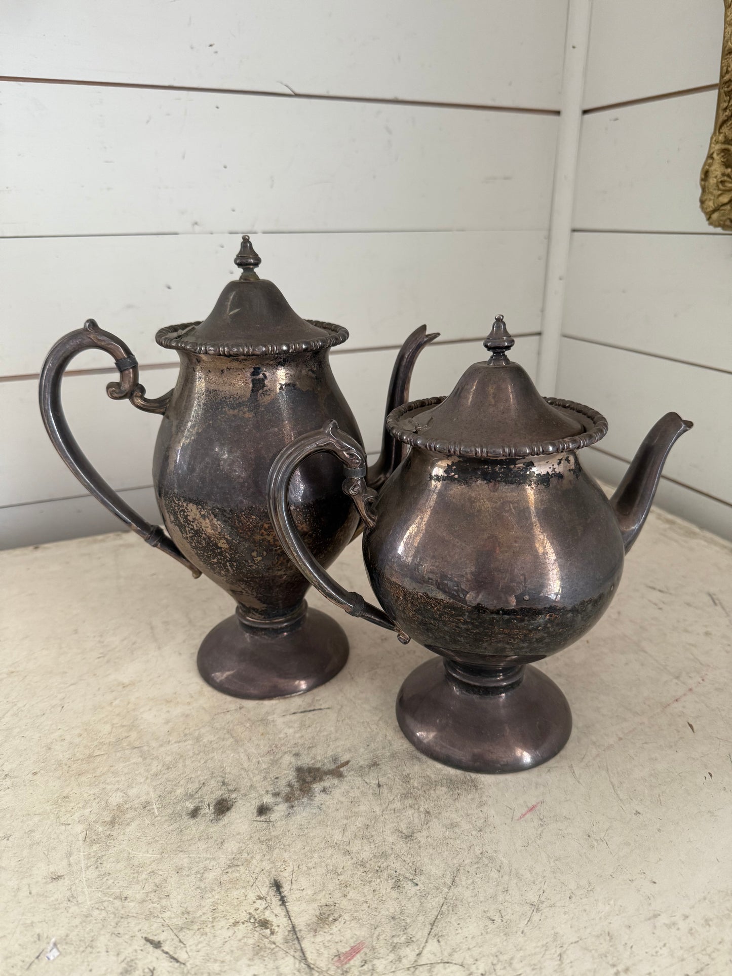 Vintage Early WILCOX INTERNATIONAL BERKELEY Silver Plated 1905 Coffee Pot Teapot hinged Lion Horse  - Sold individually