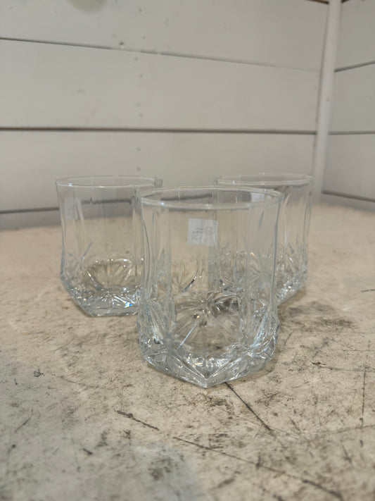 Set of 3 Vintage Crystal D' Arques Durand "Ashley" Double Old Fashioned Glass