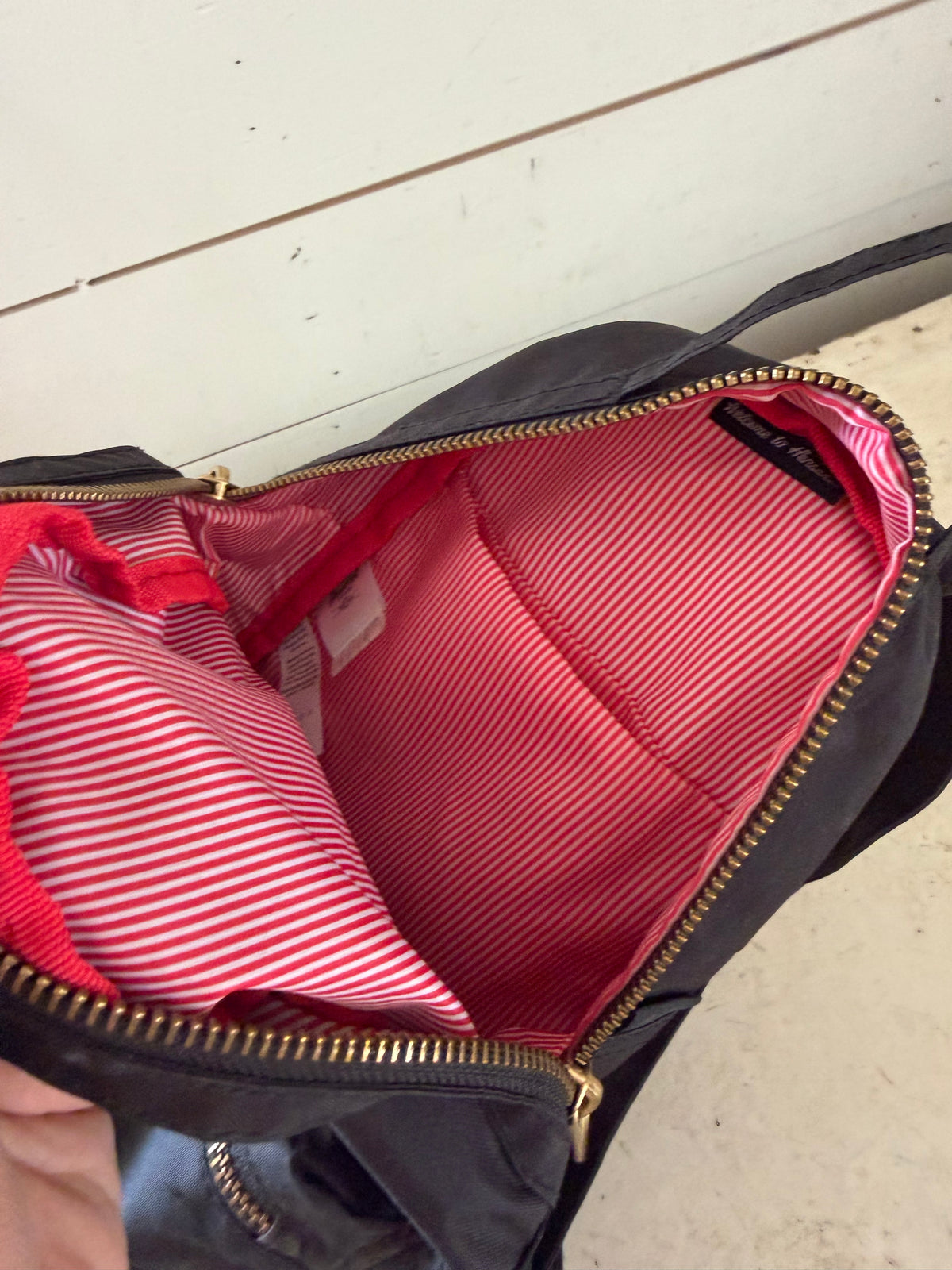 Herschel Nova Mini Black Backpack Gold Hardware Red Stripe Inside
