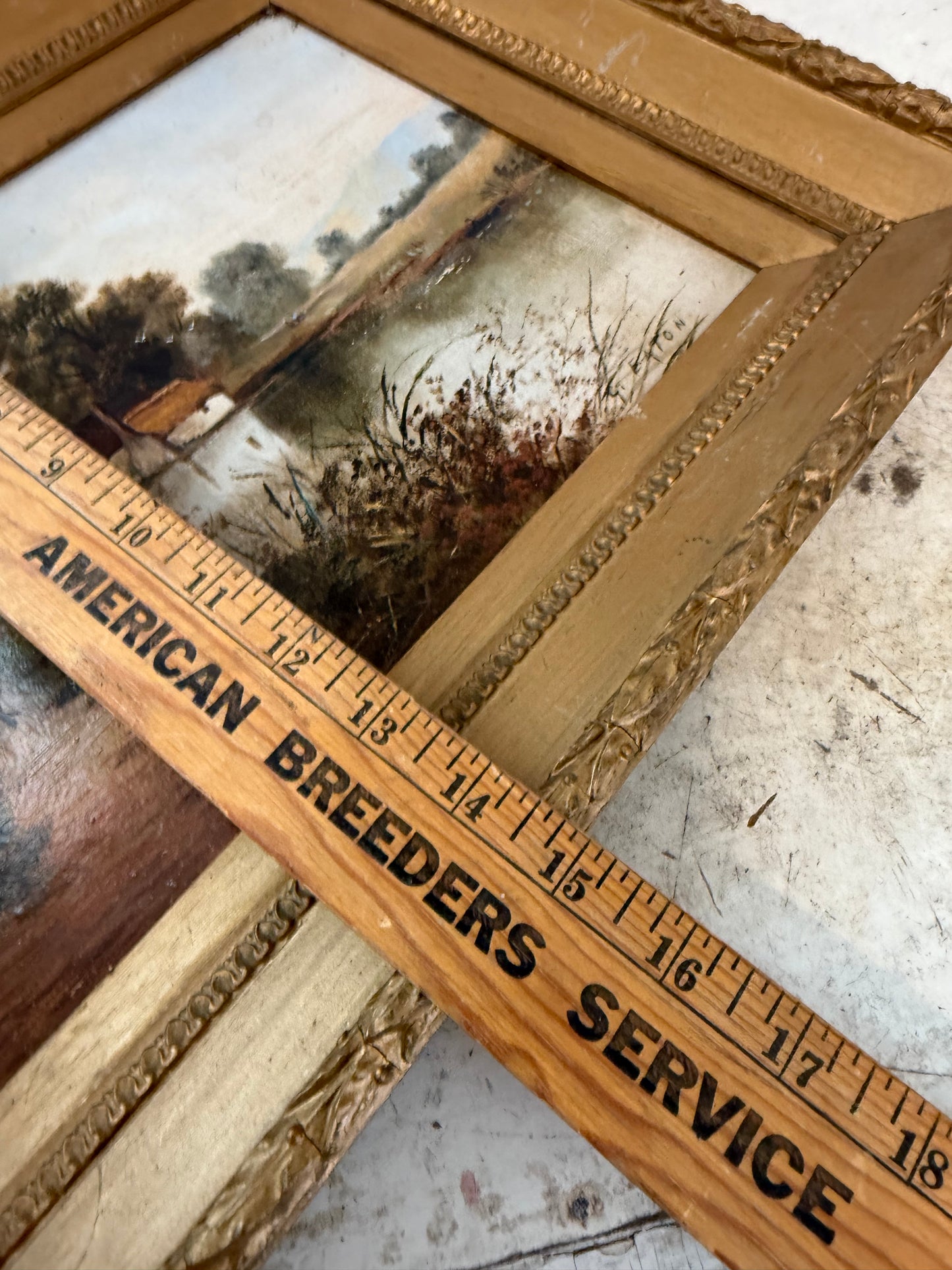 Antique English Gold Framed Oil Painting - Cottage on the Lake