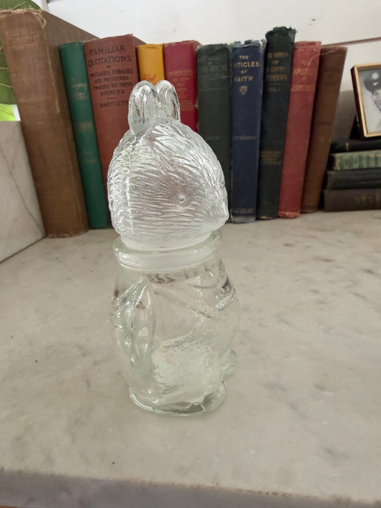 Vintage Pressed Glass Bunny Jar