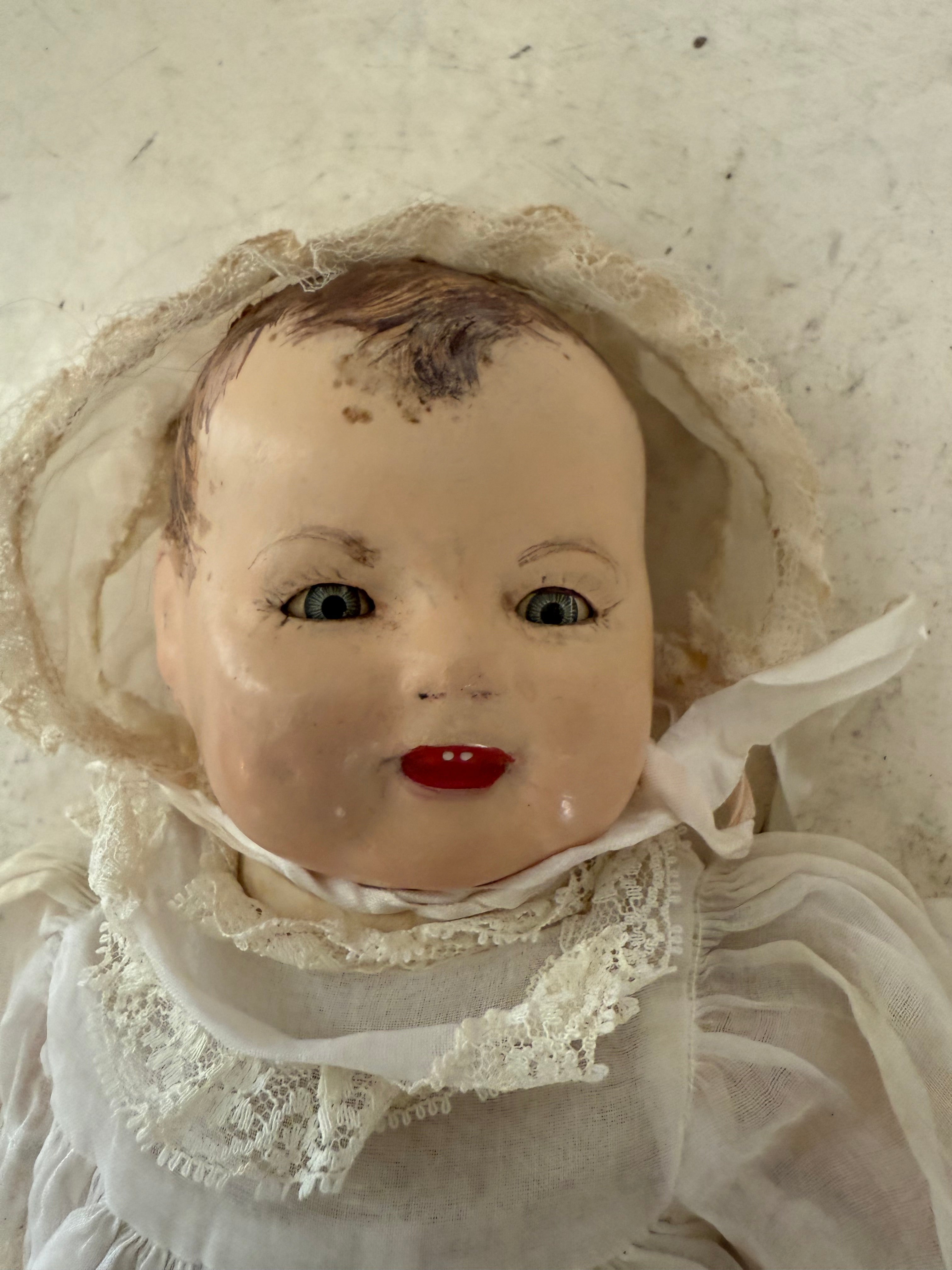 1929 Edward Imeson Horsman Toy Co Composition Baby with Tin eyes Doll