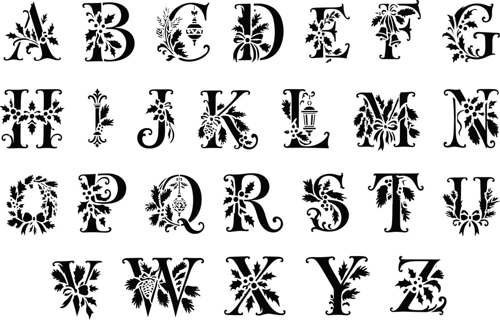 New Christmas Alphabet Reusable JRV Stencil