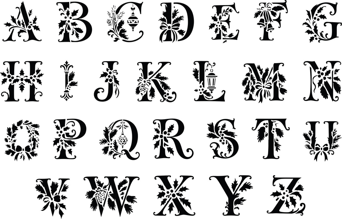 New Christmas Alphabet Reusable JRV Stencil