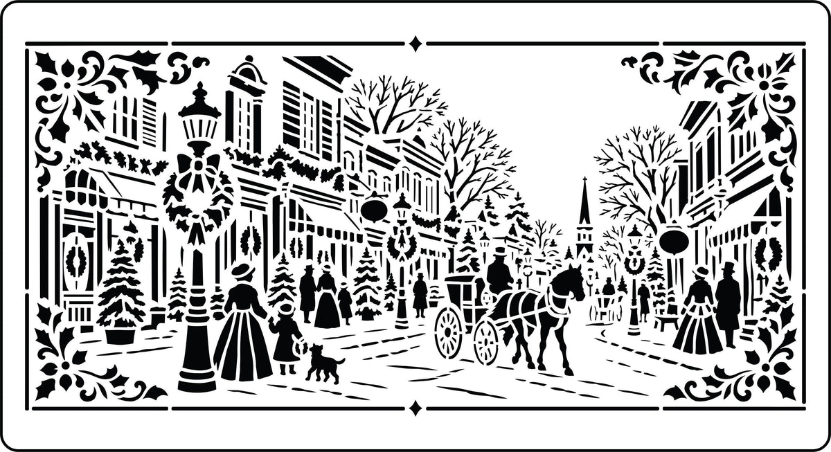New Christmas in the Village Reusable JRV Stencil