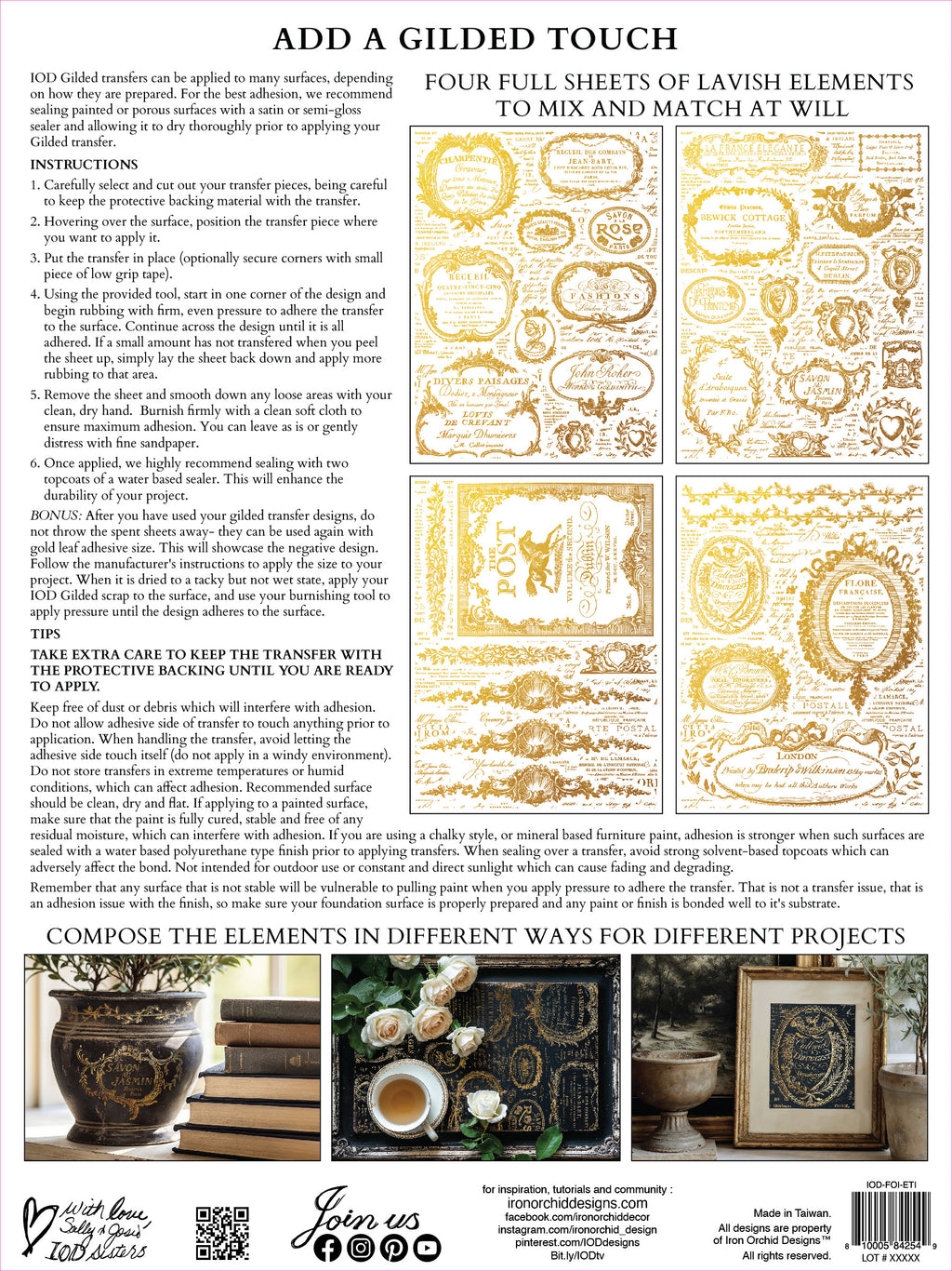 Etiquettes | Gilded Foil Transfer | IOD Iron Orchid Designs