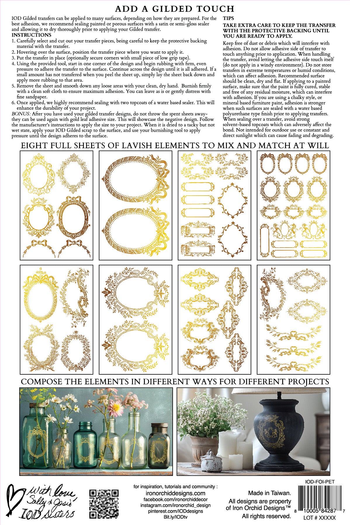 Petits Ornements | Gilded Foil Transfer | IOD Iron Orchid Designs